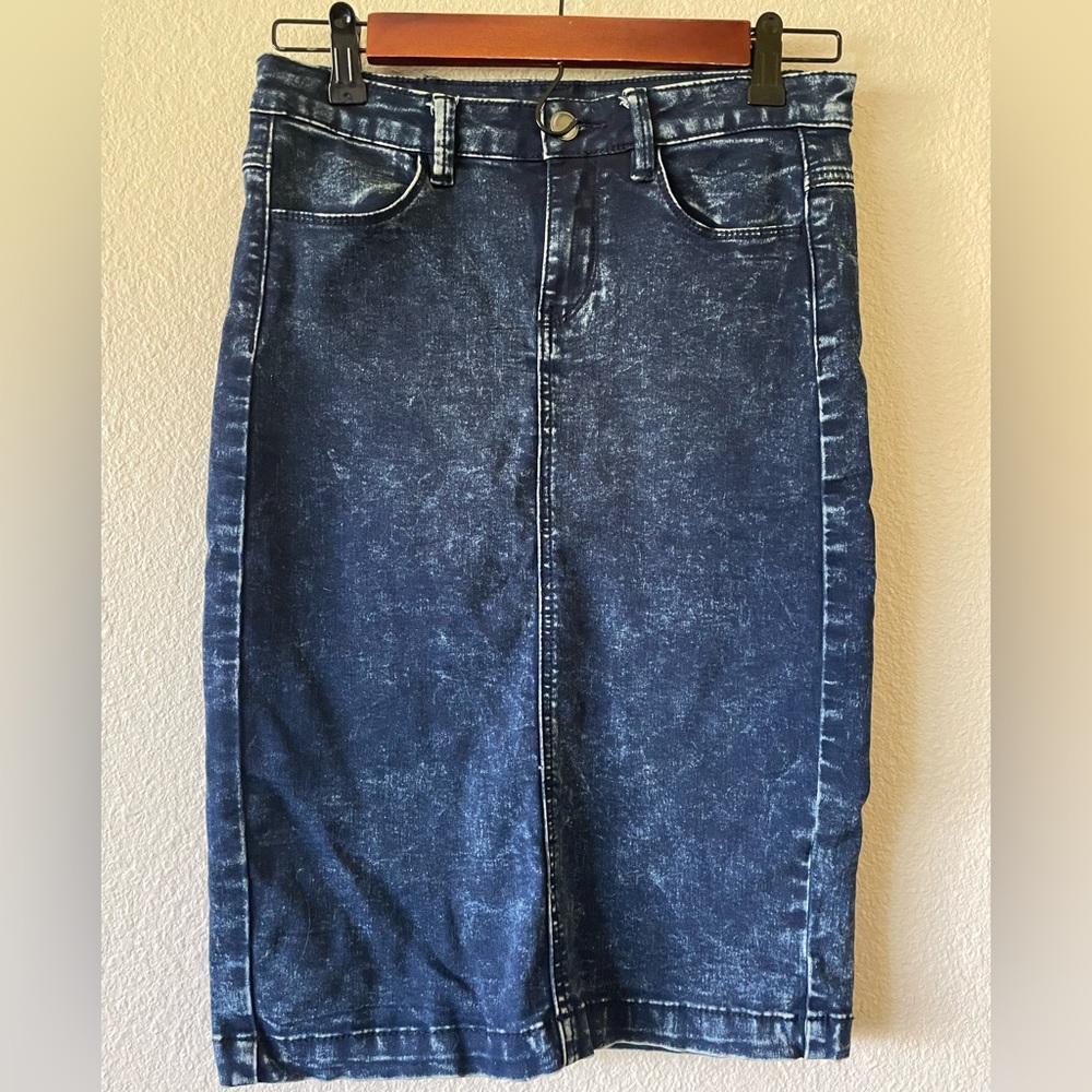 F21 Acid Wash Pencil Skirt